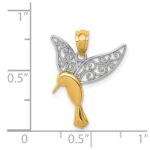 14k and White Rhodium Polished Hummingbird with Filigree Wings Pendant - Image 4