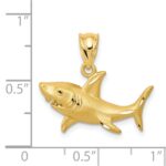 14K Satin Diamond-Cut Shark Pendant - Image 4