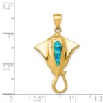 14k Polished Lab Created Blue Opal Stingray Pendant - Image 4