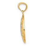 14k and White Rhodium Diamond-cut Polished Sand Dollar Pendant - Image 2