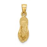 14k  3-D Polished And Textured Flip Flop Pendant