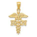 14k Diamond-cut Polished RN Registered Nurse Pendant