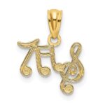 14k Polished Music Notes and Treble Clef Pendant - Image 3