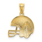 14K and White Rhodium Satin/Polished Football Helmet Pendant - Image 3