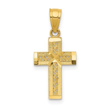 14k Diamond-cut with -X- Center Cross Pendant