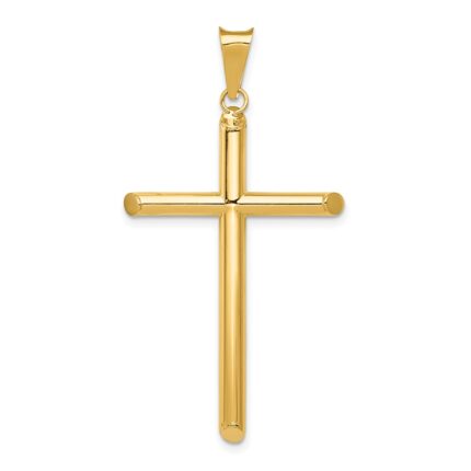 14k Polished Tube Cross Pendant