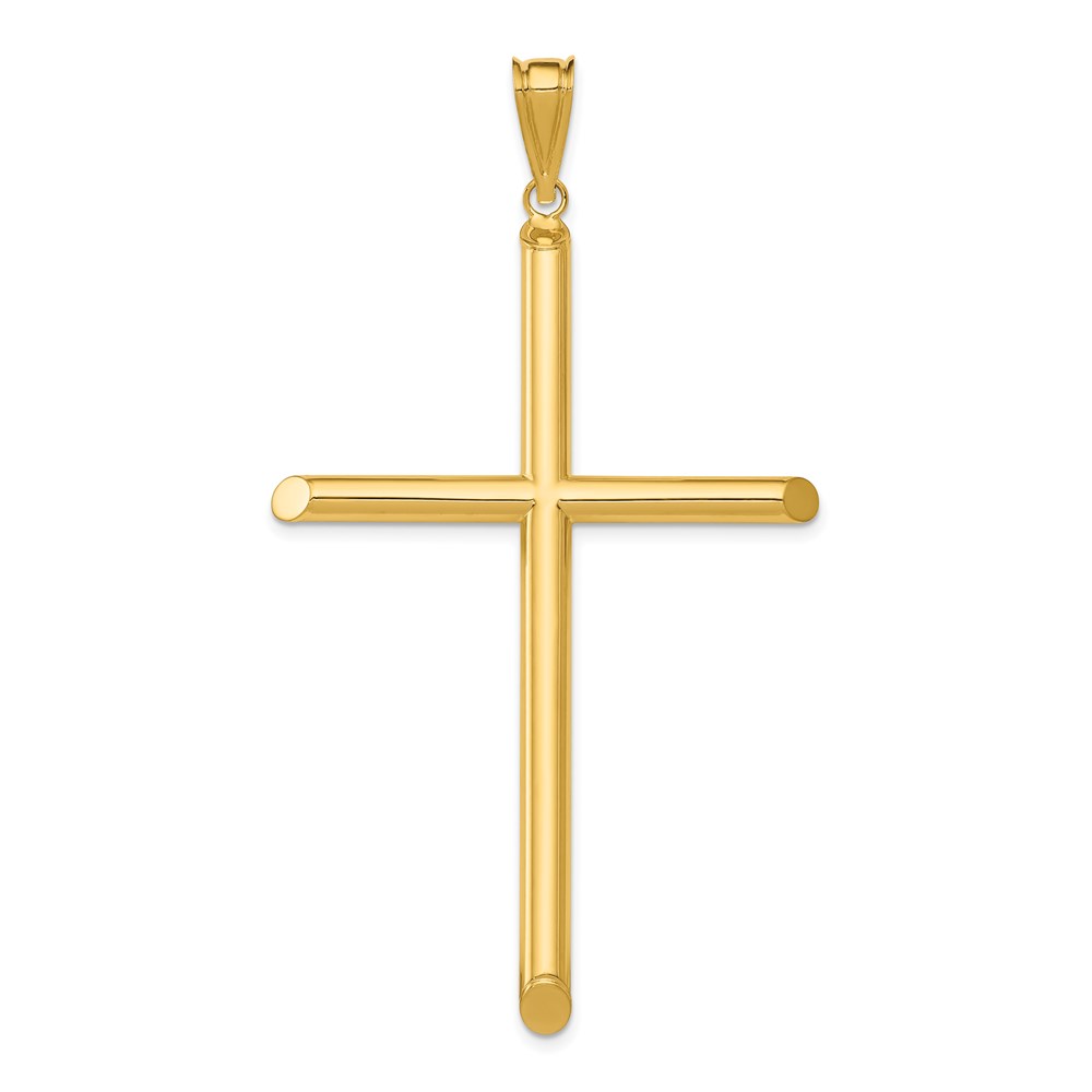 K6191.jpg 14k Large Polished Tube Cross Pendant - Image 1