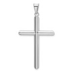 14k White Gold Polished Tube Cross Pendant - Image 3