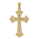 14k Diamond-cut Polished Filigree Hearts Cross Pendant - Image 4