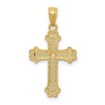 14k with White Rhodium Diamond-cut Filigree Cross Pendant - Image 4