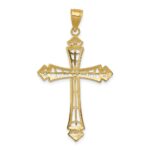 14k and White Rhodium Diamond-cut Cross Pendant - Image 4