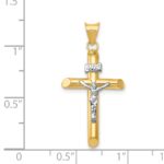 14k Two-Tone Polished INRI Crucifix Pendant - Image 3