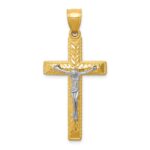 14k Two-tone Diamond Cut Crucifix Pendant