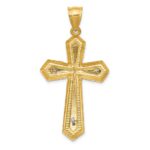 14k Two-tone Diamond-cut Passion Crucifix Pendant - Image 4