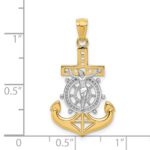 14k and White Rhodium Polished Mariners Crucifix Pendant - Image 4