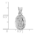 14k White Gold Polished Diamond-cut Semi-solid Our Lady Of Guadalupe Oval Pendant - Image 3