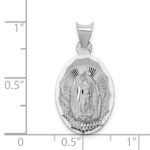 14k White Gold Polished Diamond-cut Semi-solid Our Lady Of Guadalupe Oval Pendant - Image 3