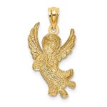 14k and White Rhodium Diamond-cut Praying Angel Pendant - Image 3