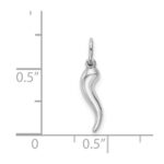14k White Gold Hollow Italian Horn Pendant - Image 3