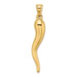 14k Hollow 3-D Italian Horn Pendant - Image 3