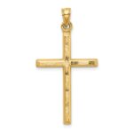 14k Hollow Diamond-cut Cross Pendant - Image 3