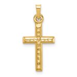 14k Hollow Diamond-cut Cross Pendant