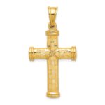 14k Hollow Diamond-cut Cross Pendant