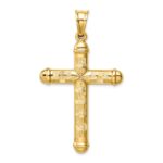 14k Hollow Diamond-cut Cross Pendant - Image 3