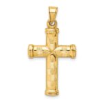 14k Hollow Diamond-cut Cross Pendant - Image 3