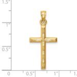 14k Hollow Diamond-cut Cross Pendant - Image 4