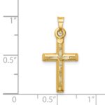 14k Hollow Diamond-cut Cross Pendant - Image 4