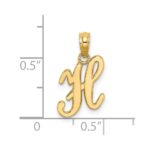 14KY Script Letter H Initial Pendant - Image 3