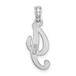 14KW White Gold Script Letter I Initial Pendant - Image 4