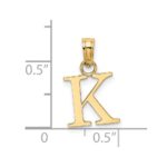 14K Polished Block Letter K Initial Pendant - Image 3