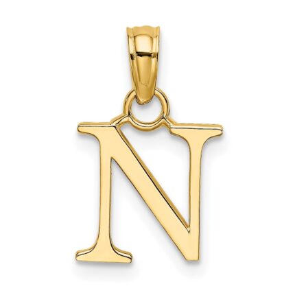 14K Polished Block Letter N Initial Pendant