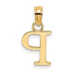 14K Polished Block Letter P Initial Pendant - Image 4