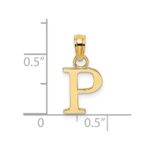 14K Polished Block Letter P Initial Pendant - Image 3