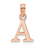 14K Rose Gold Polished Block Letter A Initial Pendant - Image 3