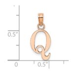 14K Rose Gold Polished Block Letter Q Initial Pendant - Image 4