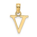 14K Polished Block Letter V Initial Pendant - Image 4