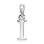 14K White Gold Polished Block Letter I Initial Pendant - Image 4