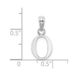 14K White Gold Polished Block Letter O Initial Pendant - Image 3
