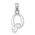 14K White Gold Polished Block Letter Q Initial Pendant - Image 4