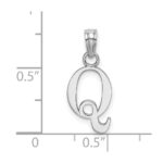 14K White Gold Polished Block Letter Q Initial Pendant - Image 3