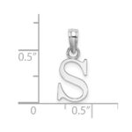 14K White Gold Polished Block Letter S Initial Pendant - Image 3