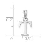 14K White Gold Polished Block Letter T Initial Pendant - Image 3
