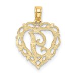 14KY Heart Script Letter I Initial Charm - Image 4