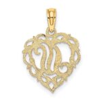 14KY Heart Script Letter N Initial Charm - Image 4