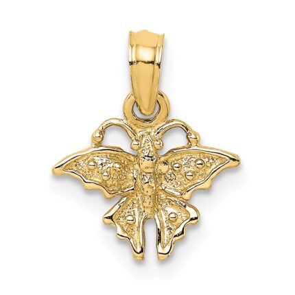 14K Textured Mini Butterfly Charm