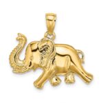 14K 2-D Elephant Running with Raised Trunk Charm